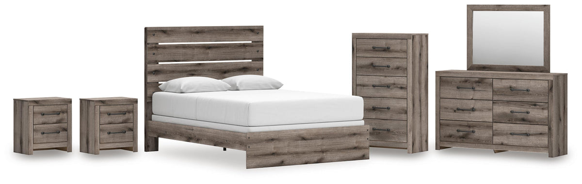 Graystorm Panel Bed Set - Queen, Dresser, Mirror, Chest and 2 Nightstands