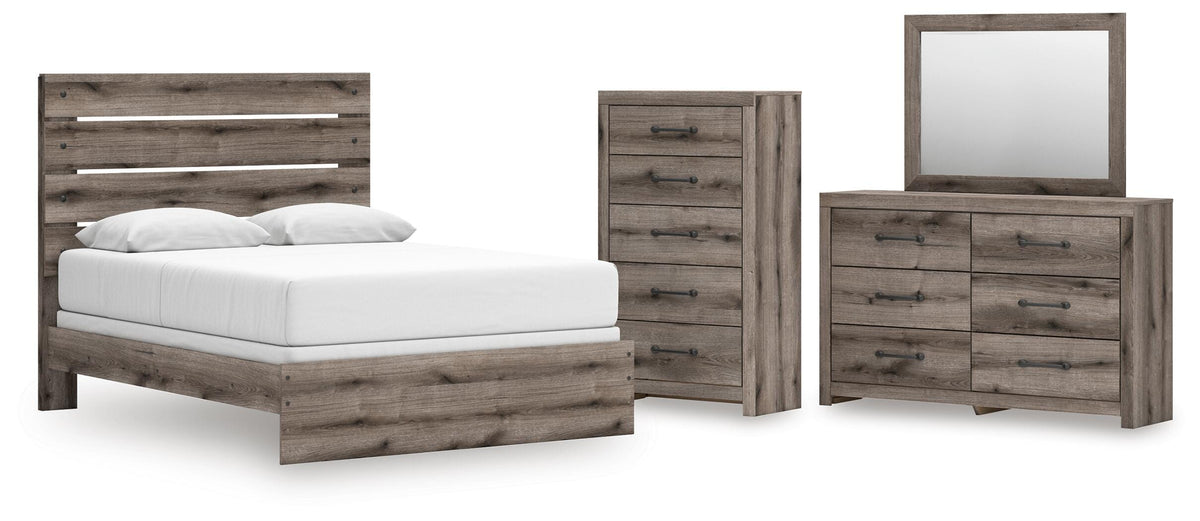 Graystorm Panel Bed Set - Queen, Dresser, Mirror and Chest
