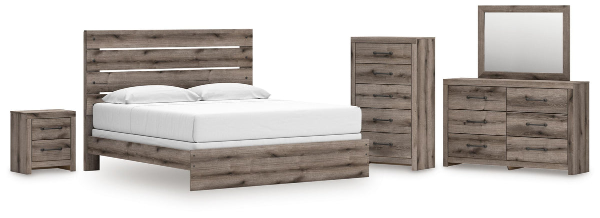 Graystorm Panel Bed Set - King, Dresser, Mirror, Chest and Nightstand