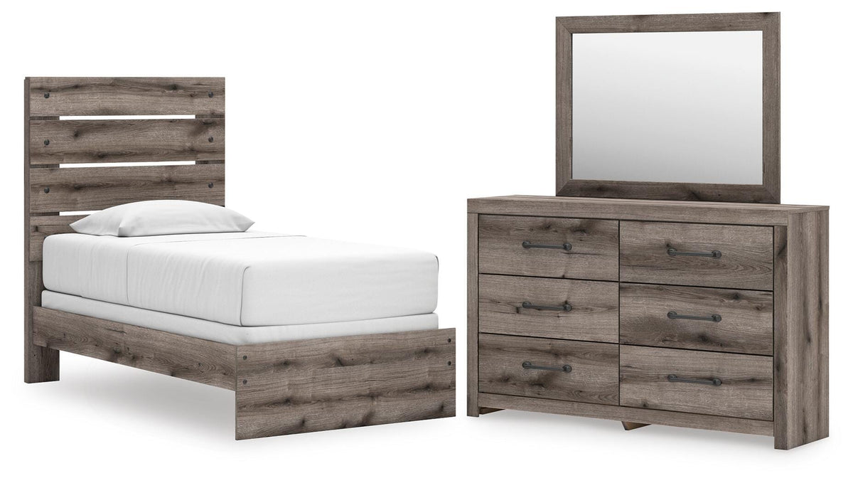 Graystorm Panel Bed Set - Twin, Dresser and Mirror