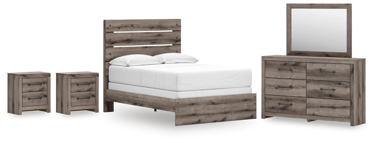Graystorm Panel Bed Set - Full, Dresser, Mirror and 2 Nightstands