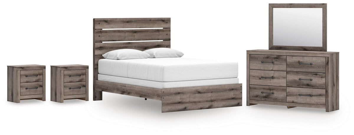 Graystorm Panel Bed Set - Queen, Dresser, Mirror and 2 Nightstands