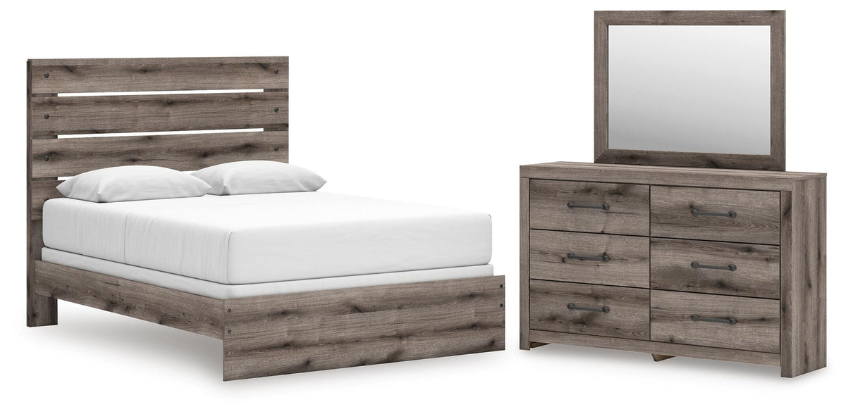 Graystorm Panel Bed Set - Queen, Dresser and Mirror