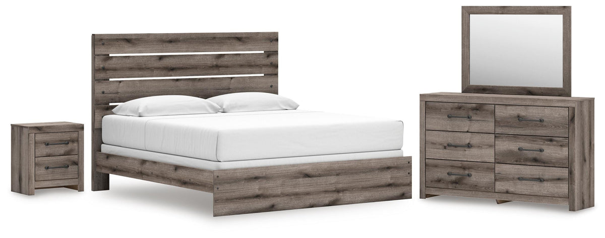 Graystorm Panel Bed Set - King, Dresser, Mirror and Nightstand