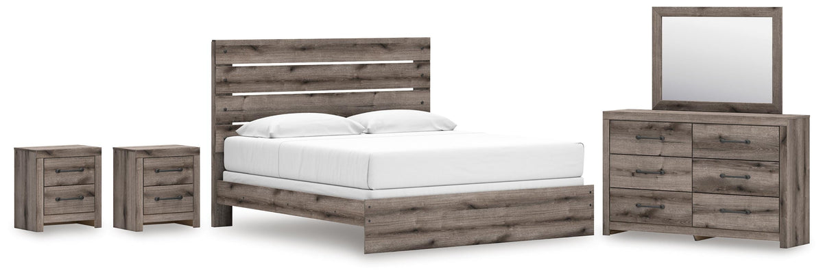 Graystorm Panel Bed Set - King, Dresser, Mirror and 2 Nightstands