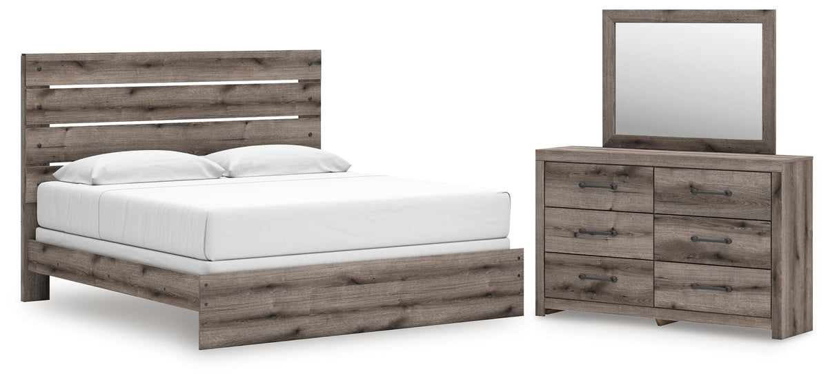 Graystorm Panel Bed Set - King, Dresser and Mirror