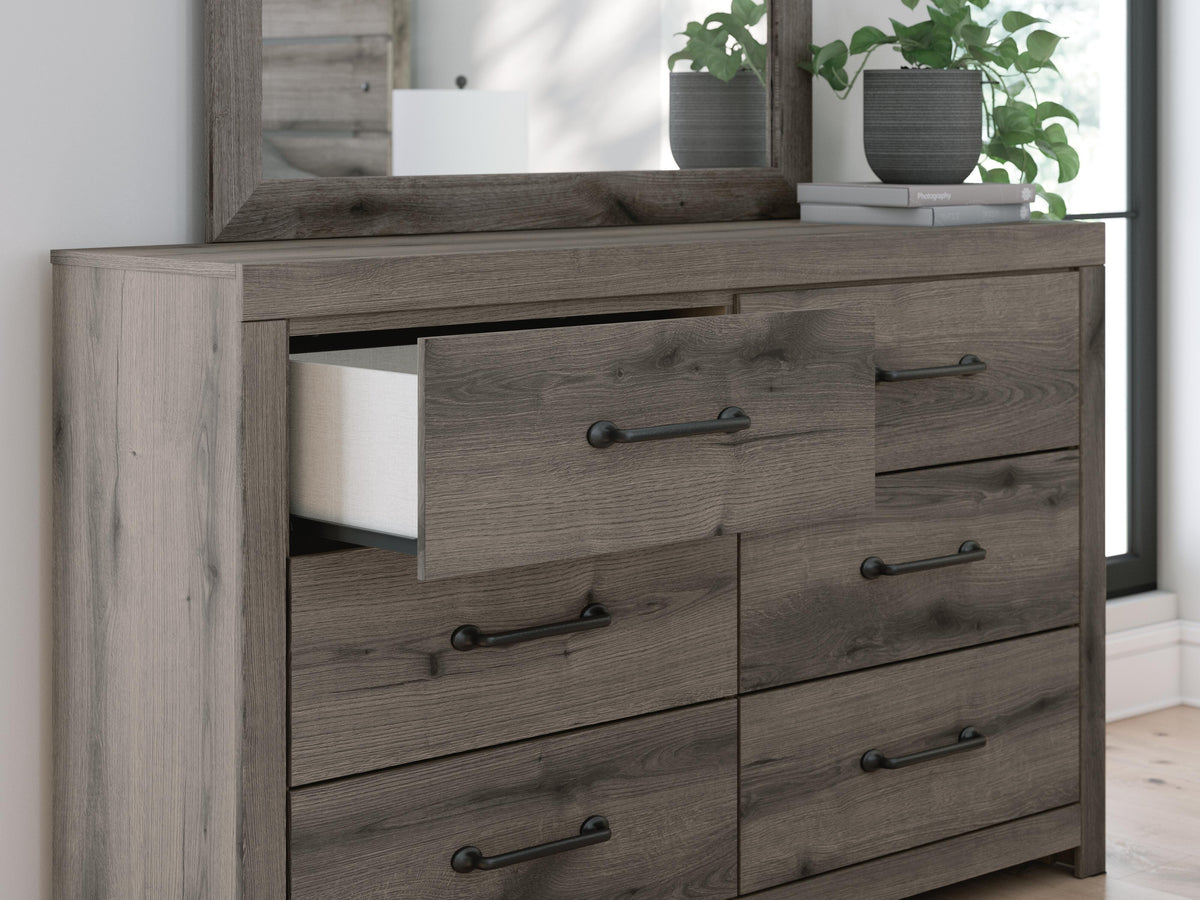 Graystorm Panel Bed Set - Queen, Dresser and Mirror