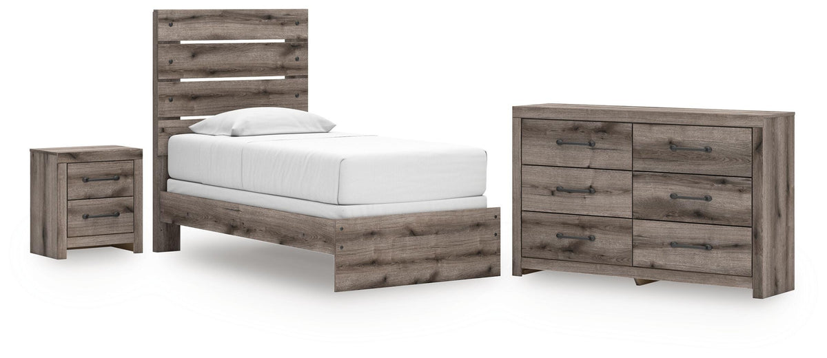 Graystorm Panel Bed Set - Twin, Dresser and Nightstand