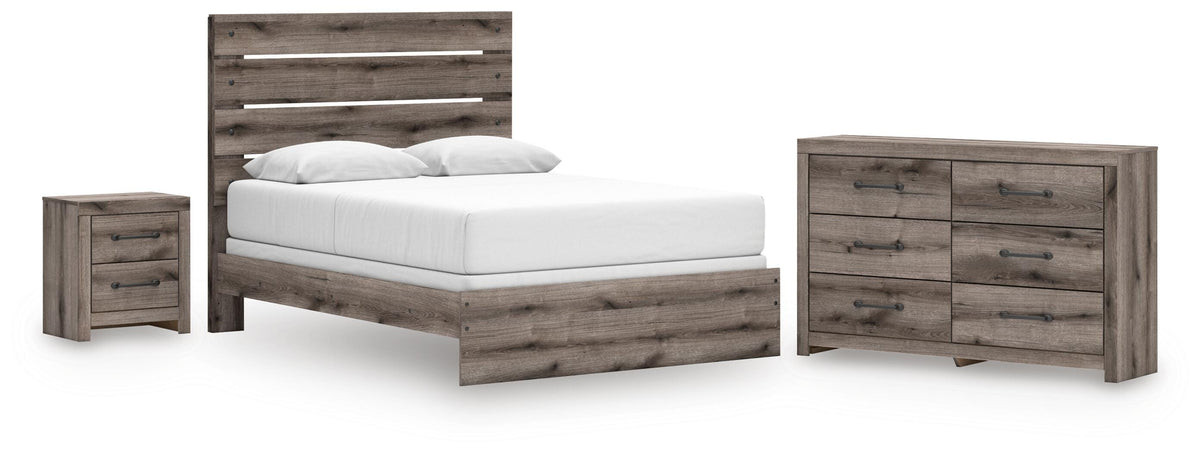 Graystorm Panel Bed Set - Queen, Dresser and Nightstand