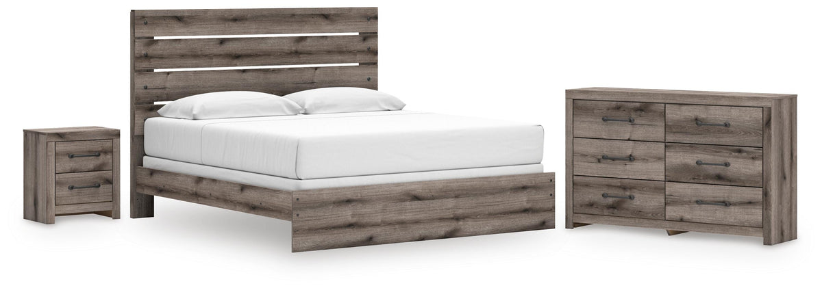 Graystorm Panel Bed Set - King, Dresser and Nightstand