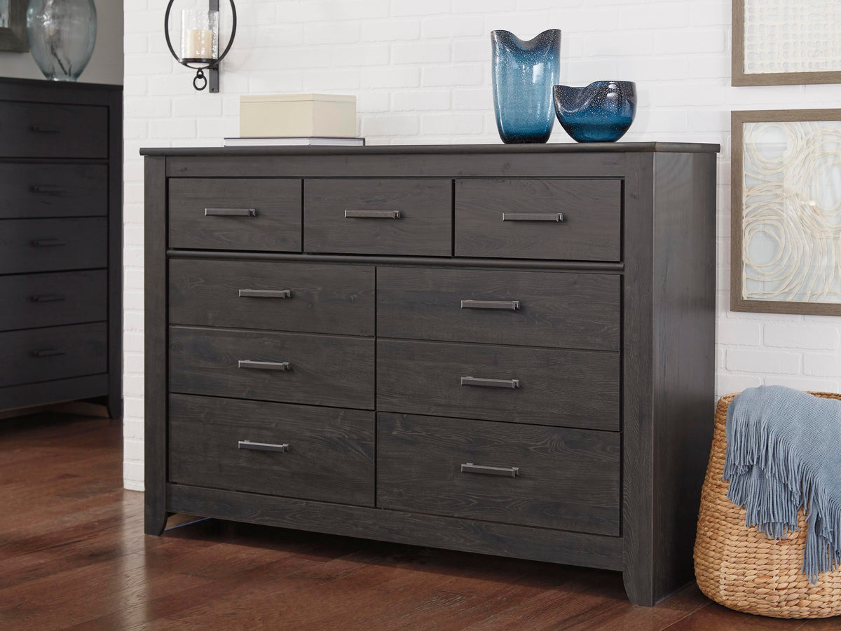 B2640 Panel Headboard Set - Queen, Mirrored Dresser and Chest