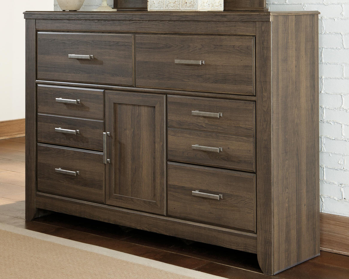 Juararo King Poster Bed, Dresser, Chest and Nightstand