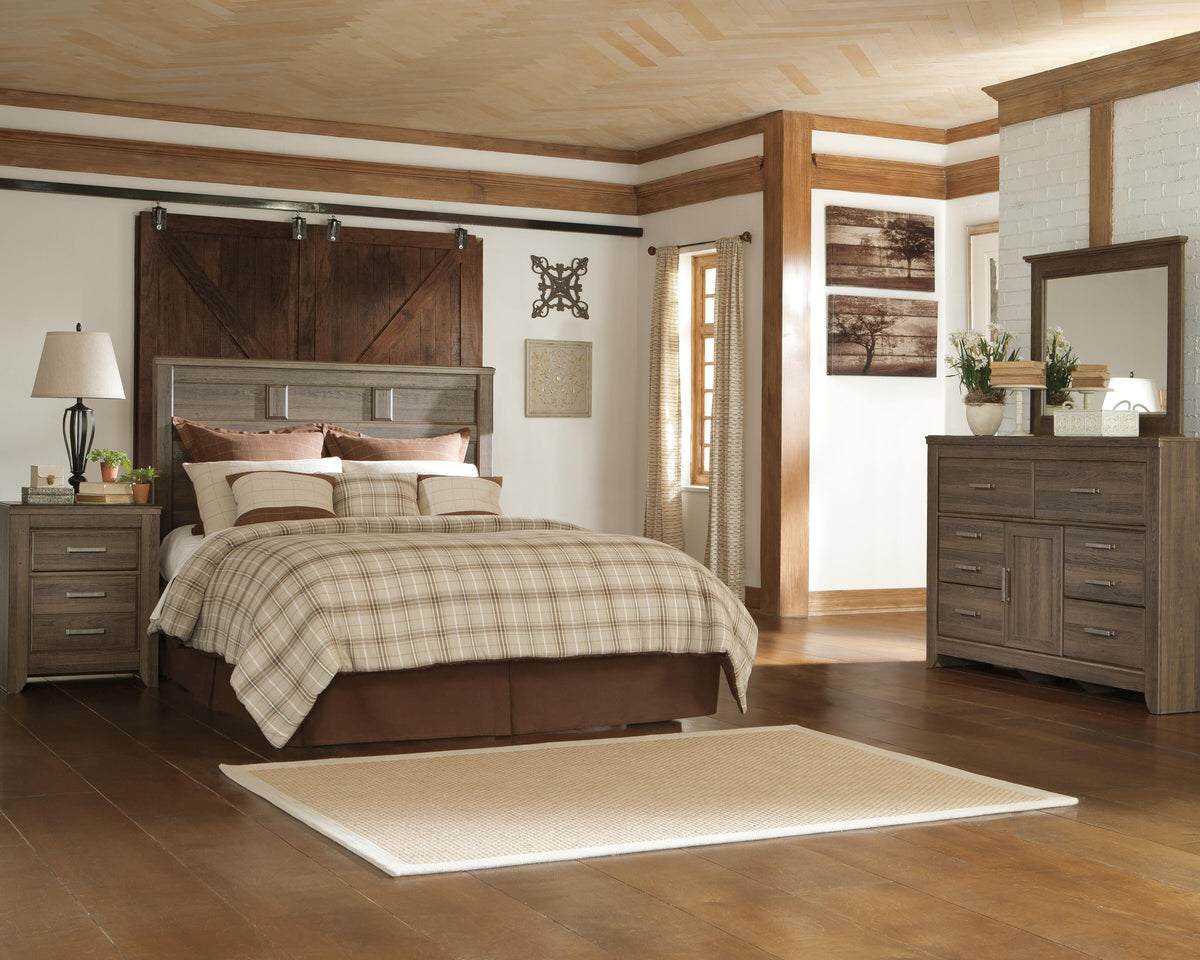 B251 Panel Headboard Set - Queen, Mirrored Dresser