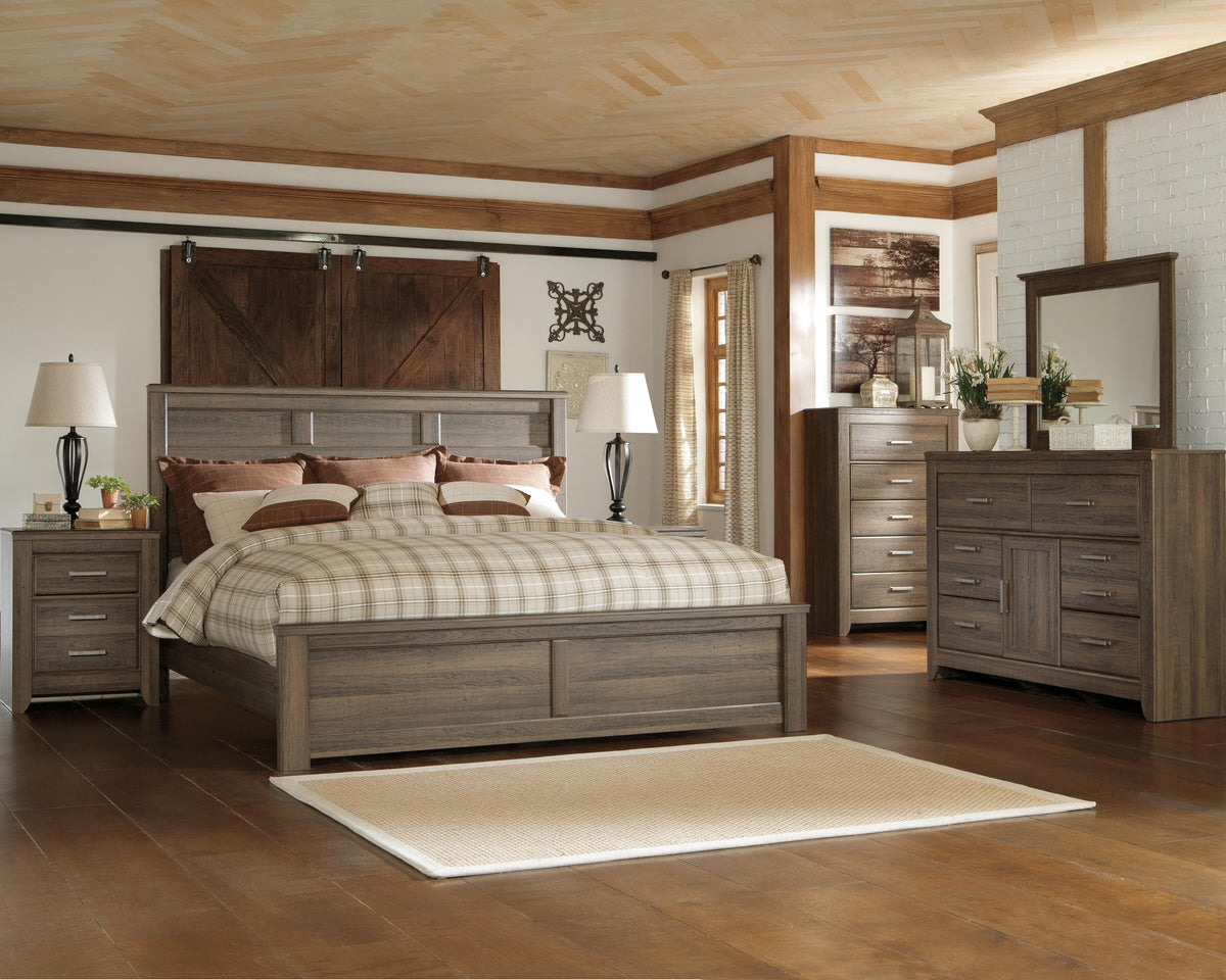B251 Panel Headboard Set - King/California King, Mirrored Dresser