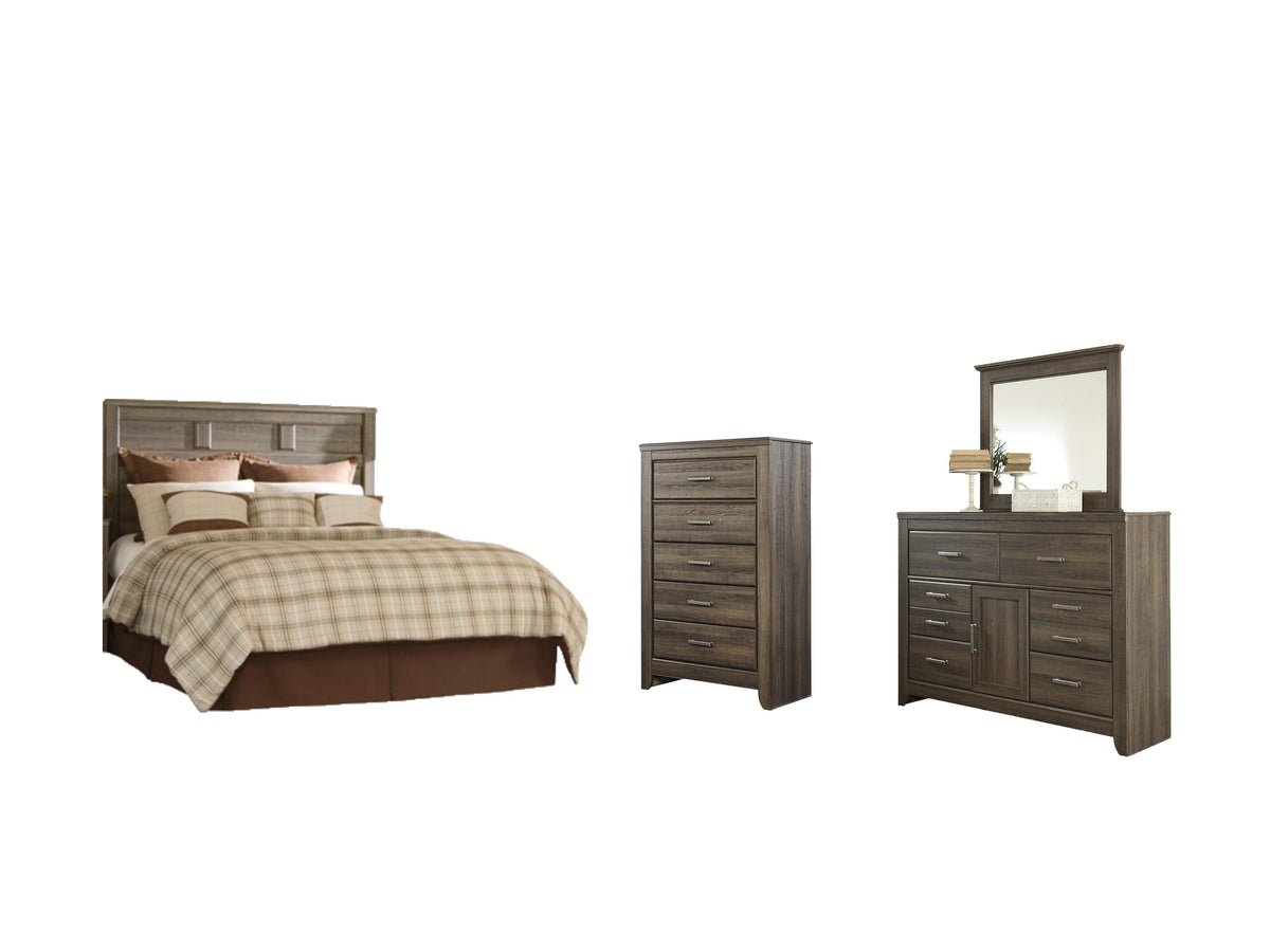 B251 Panel Headboard Set - Queen, Mirrored Dresser and Chest