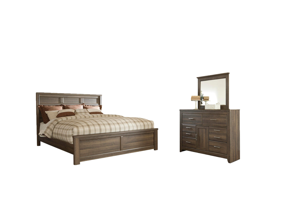 Juararo Panel Bed Set - Queen, Mirrored Dresser