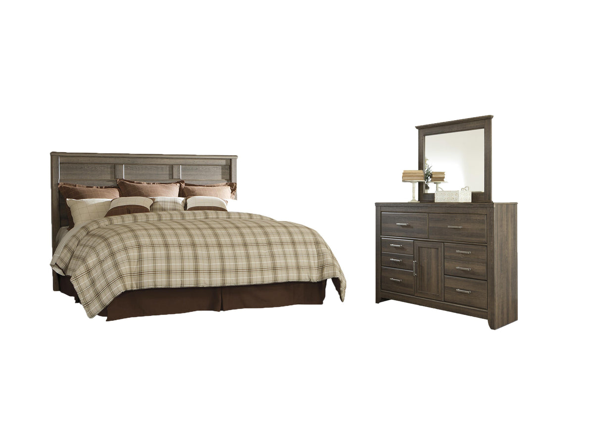 B251 Panel Headboard Set - King/California King, Mirrored Dresser