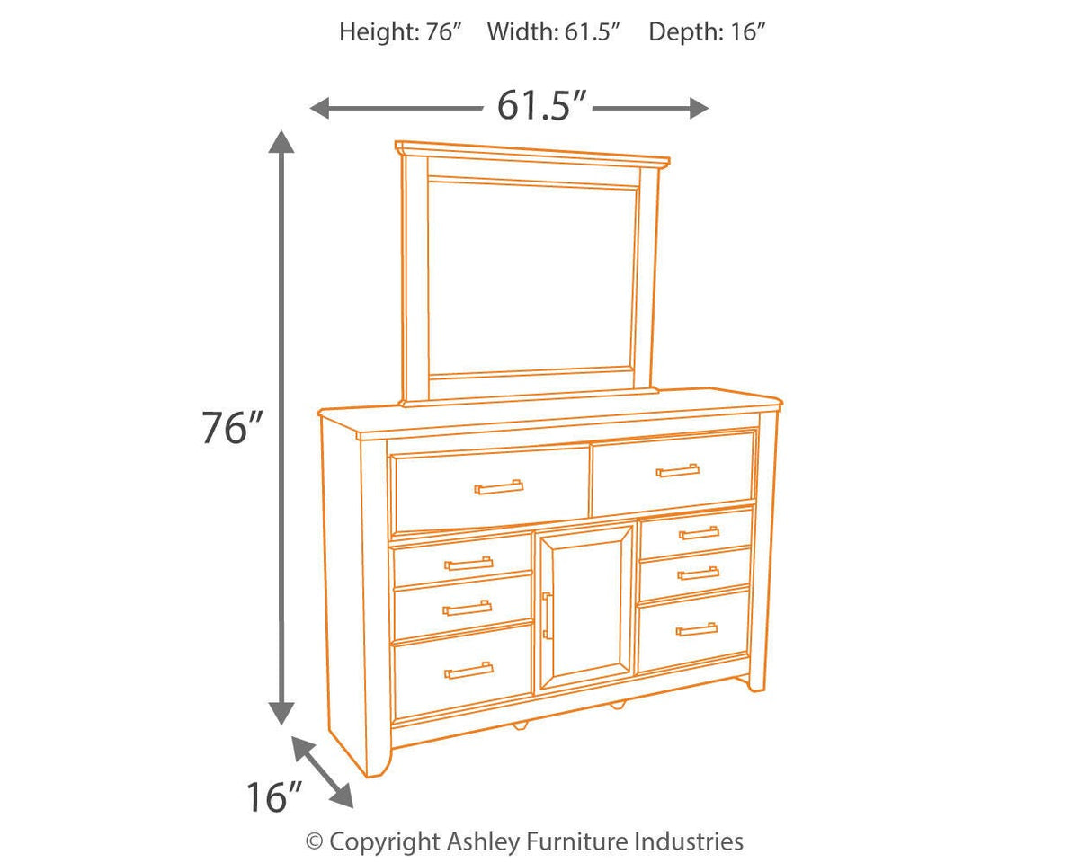 Juararo Queen Panel Headboard, Dresser and Mirror