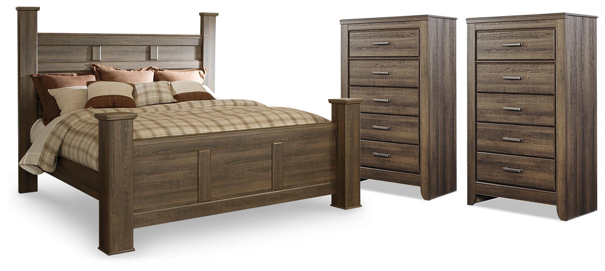 Juararo King Poster Bed and 2 Chests