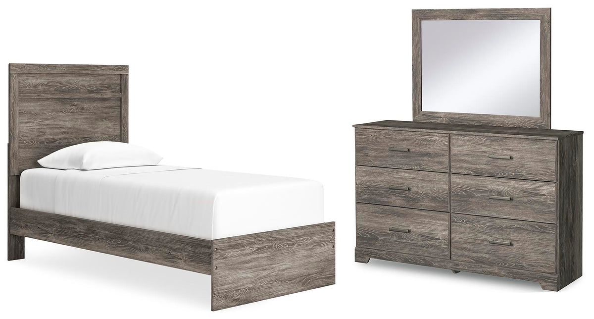Ralinksi Panel Bed Set - Twin, Mirrored Dresser