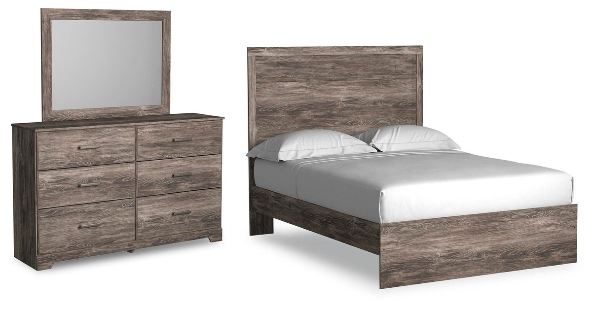 Ralinksi Panel Bed Set - Full, Mirrored Dresser