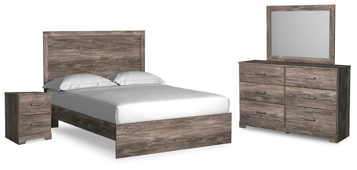 Ralinksi Panel Bed Set - Queen, Mirrored Dresser and Nightstand