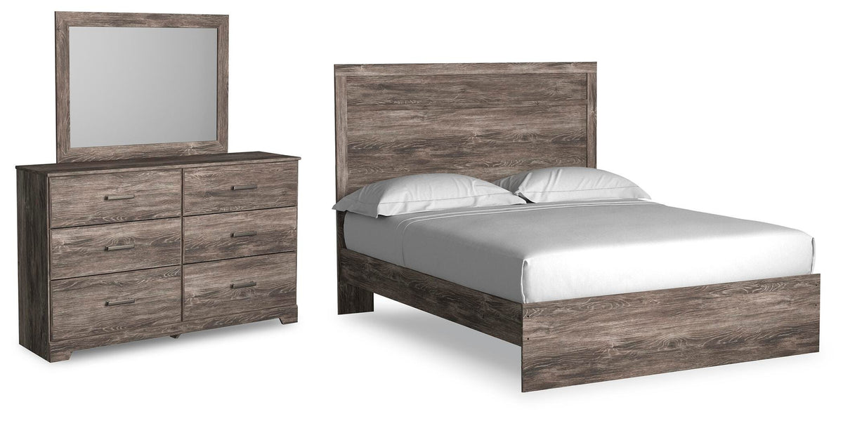 Ralinksi Panel Bed Set - Queen, Mirrored Dresser