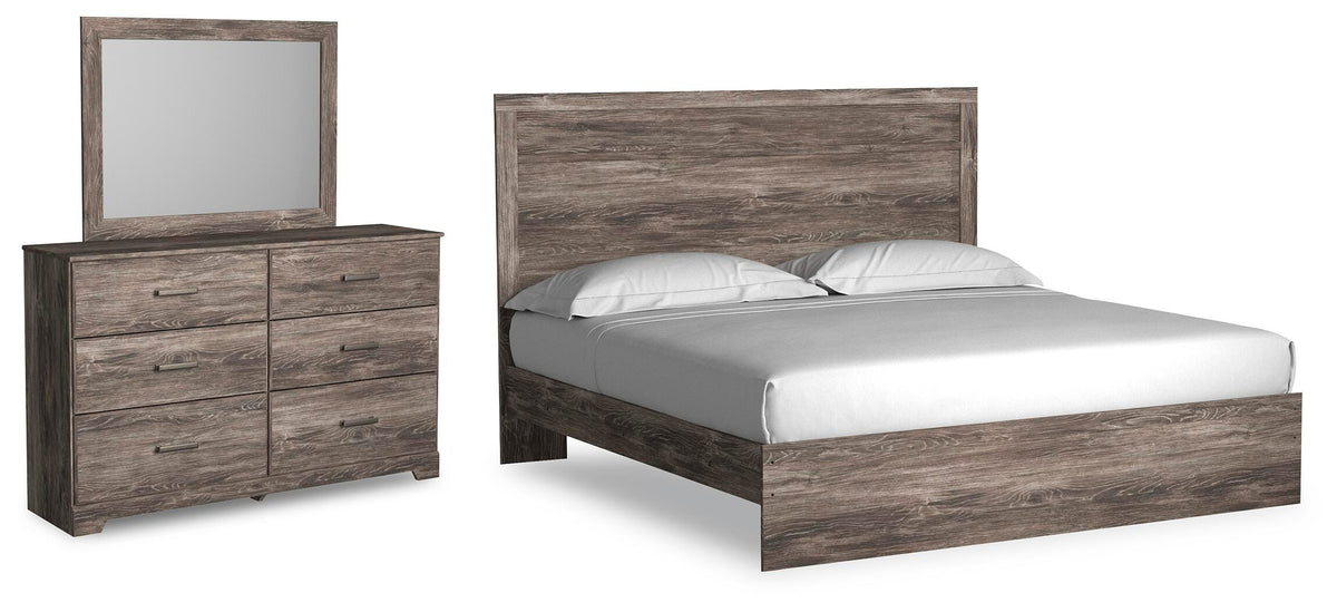 Ralinksi Panel Bed Set - King, Mirrored Dresser