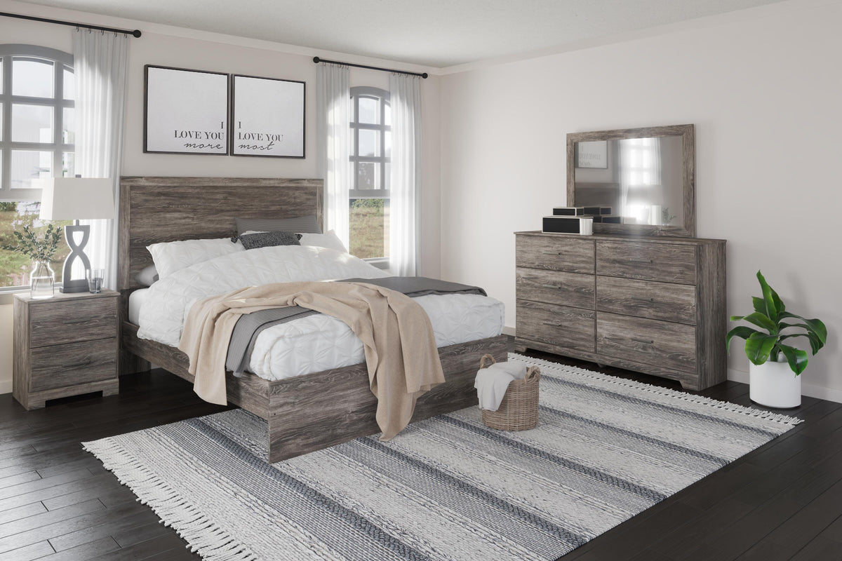 Ralinksi Panel Bed Set - Queen, Mirrored Dresser and Nightstand