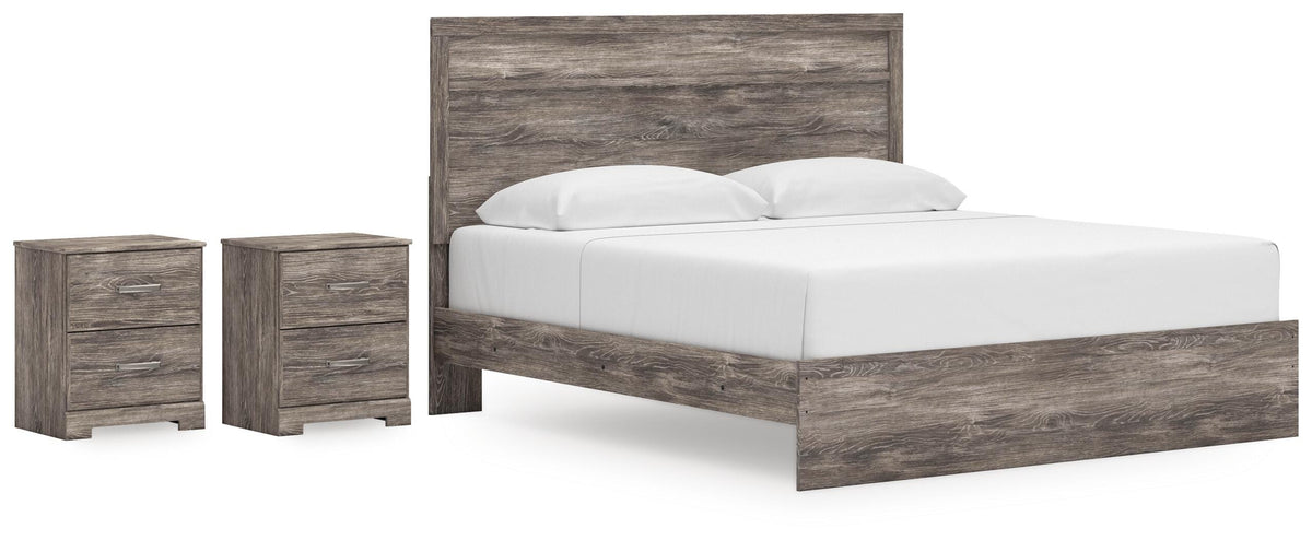 Ralinksi Panel Bed Set - King, 2 Nightstands