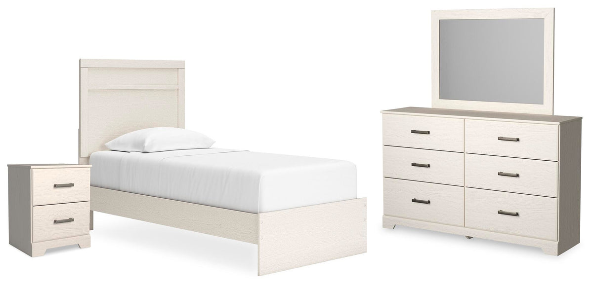 Stelsie Panel Bed Set - Twin, Dresser, Mirror and Nightstand