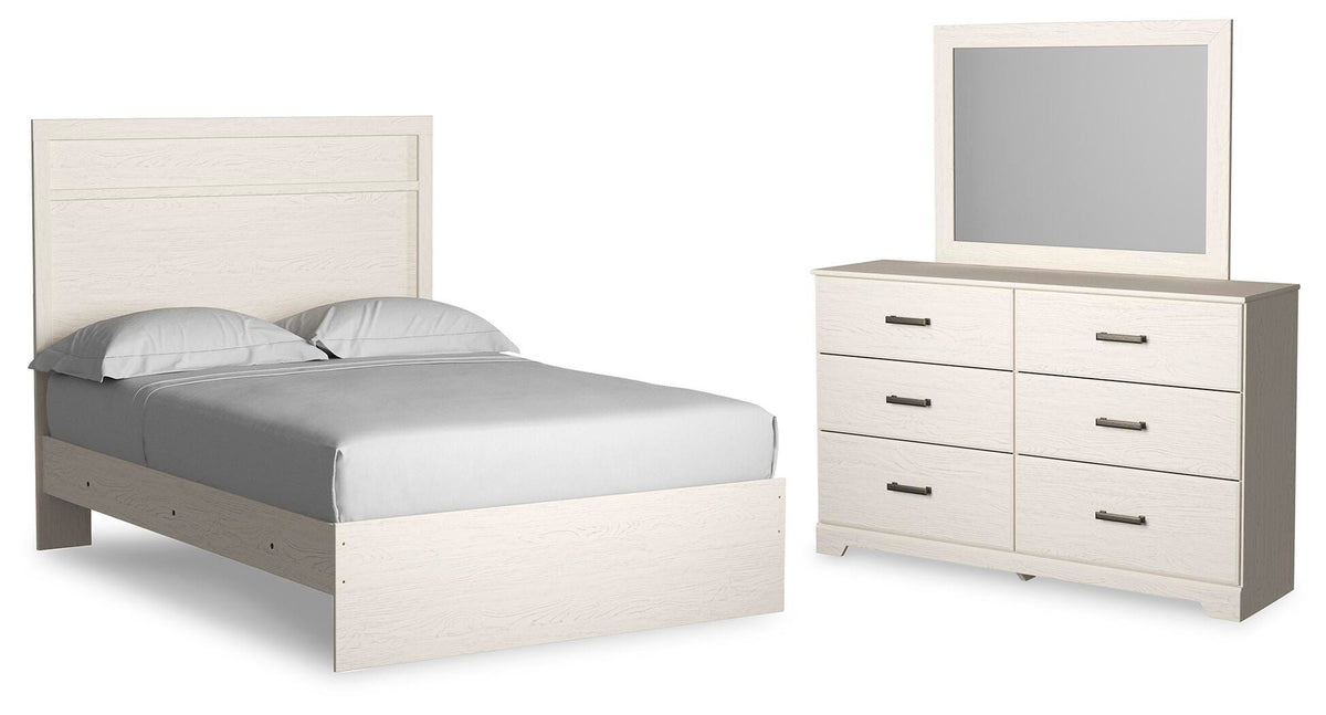 Stelsie Panel Bed Set - Full, Mirrored Dresser