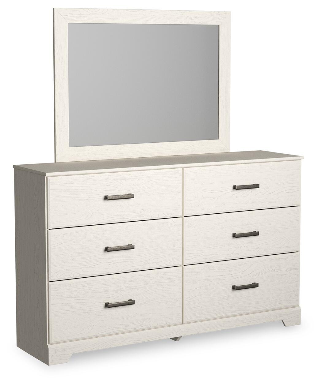 Stelsie Panel Bed Set - Twin, Mirrored Dresser