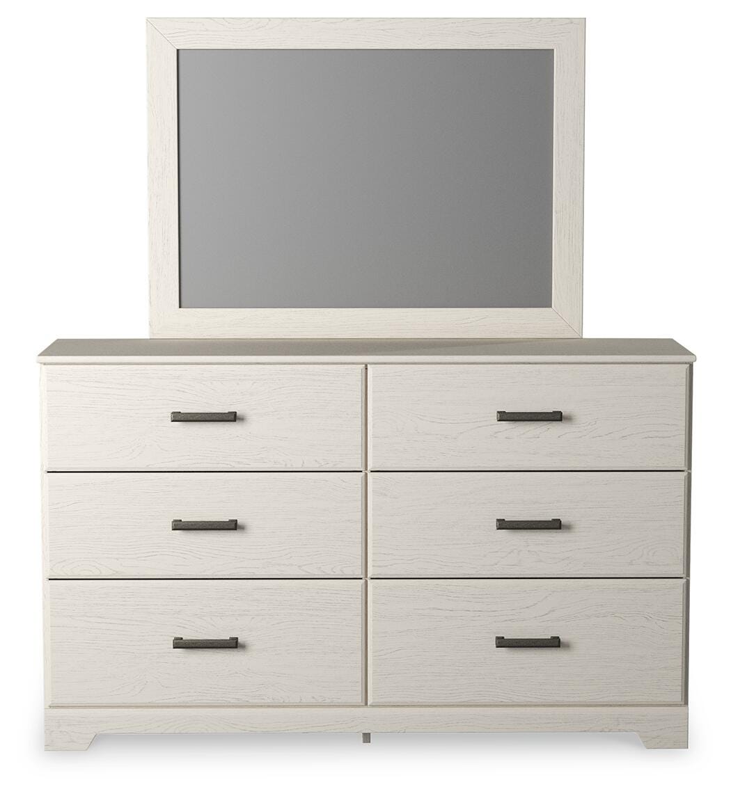 Stelsie Panel Bed Set - Twin, Mirrored Dresser