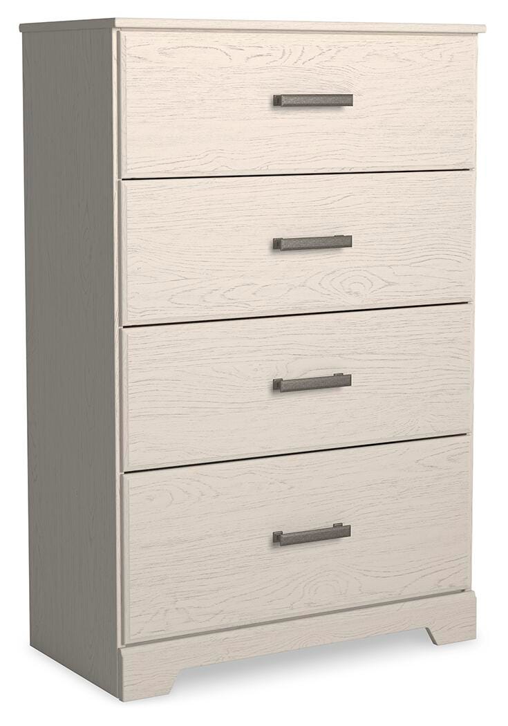 Stelsie Panel Bed Set - Twin, Mirrored Dresser and Chest