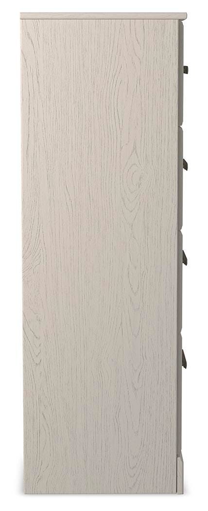 Stelsie Panel Bed Set - Twin, Mirrored Dresser and Chest