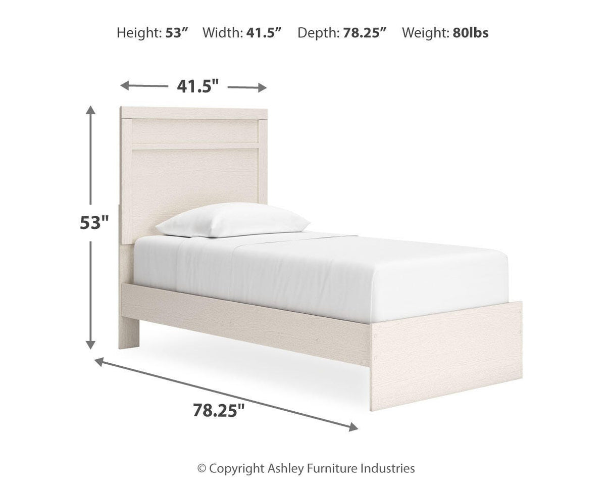 Stelsie Panel Bed Set - Twin, Mirrored Dresser and 2 Nightstands