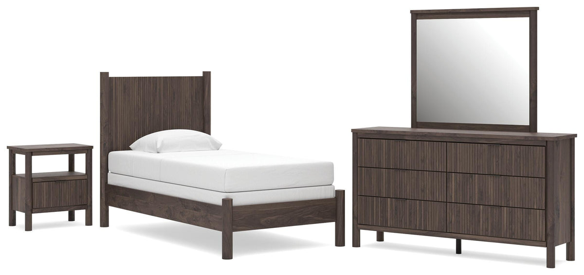 Pamytta Panel Bed Set - Twin, Dresser, Mirror and Nightstand