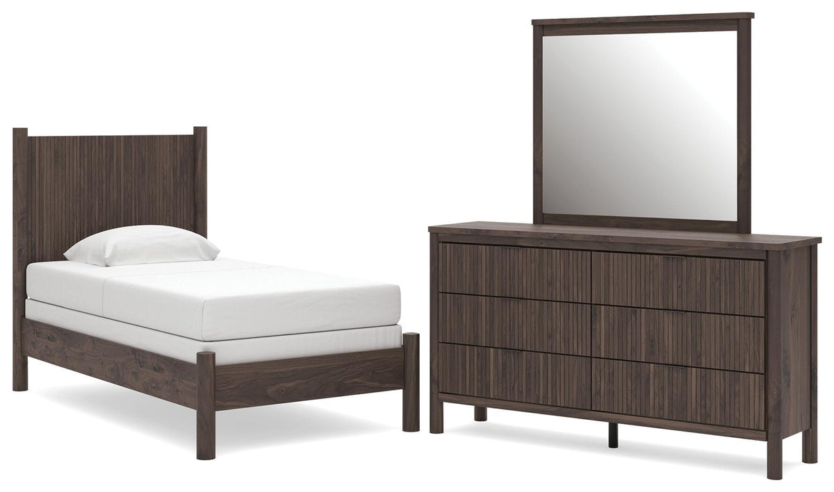 Pamytta Panel Bed Set - Twin, Dresser and Mirror