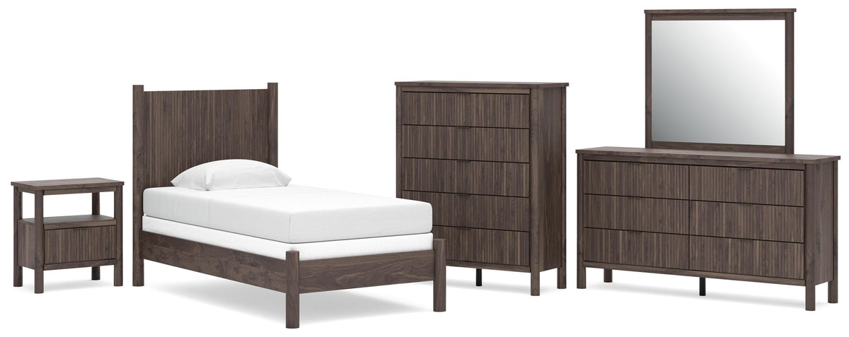 Pamytta Panel Bed Set - Twin, Dresser, Mirror, Chest and Nightstand