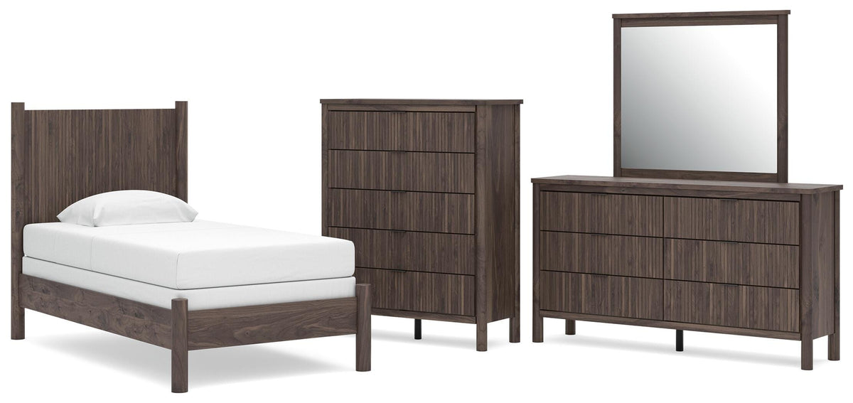 Pamytta Panel Bed Set - Twin, Dresser, Mirror and Chest