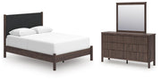 Pamytta Queen Upholstered Panel Bed, Dresser and Mirror