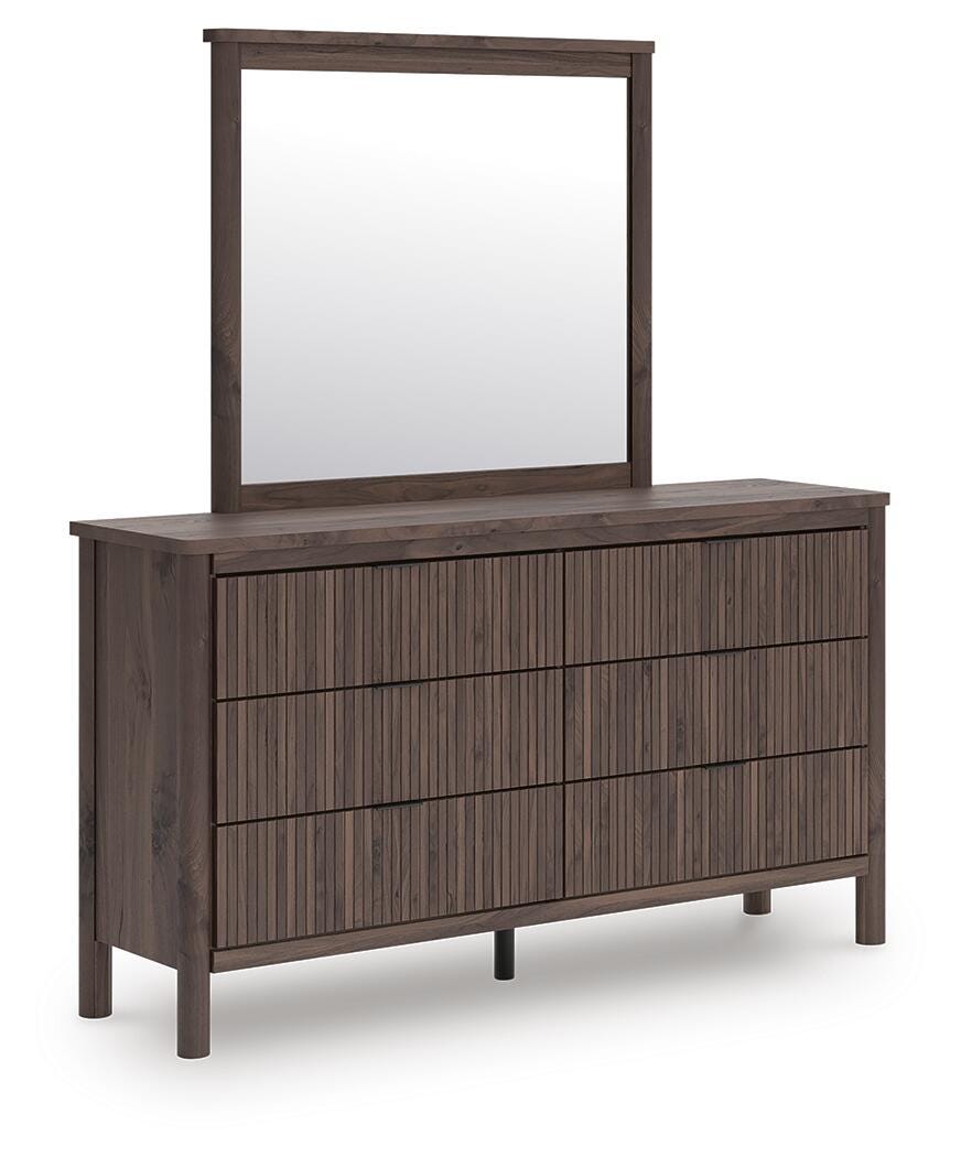 Pamytta Twin Panel Platform Bed, Dresser and Mirror