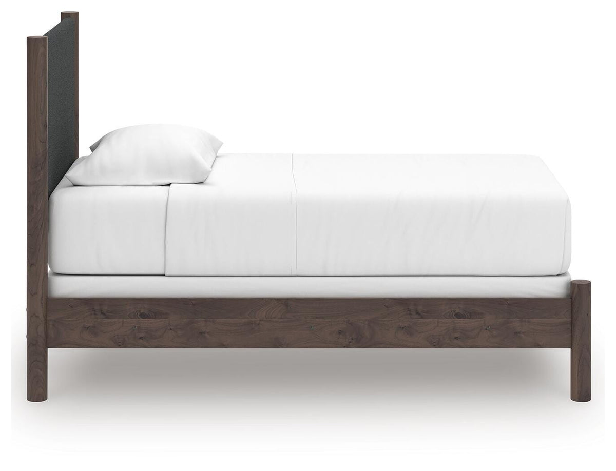Pamytta Twin Upholstered Panel Bed, Dresser and Mirror