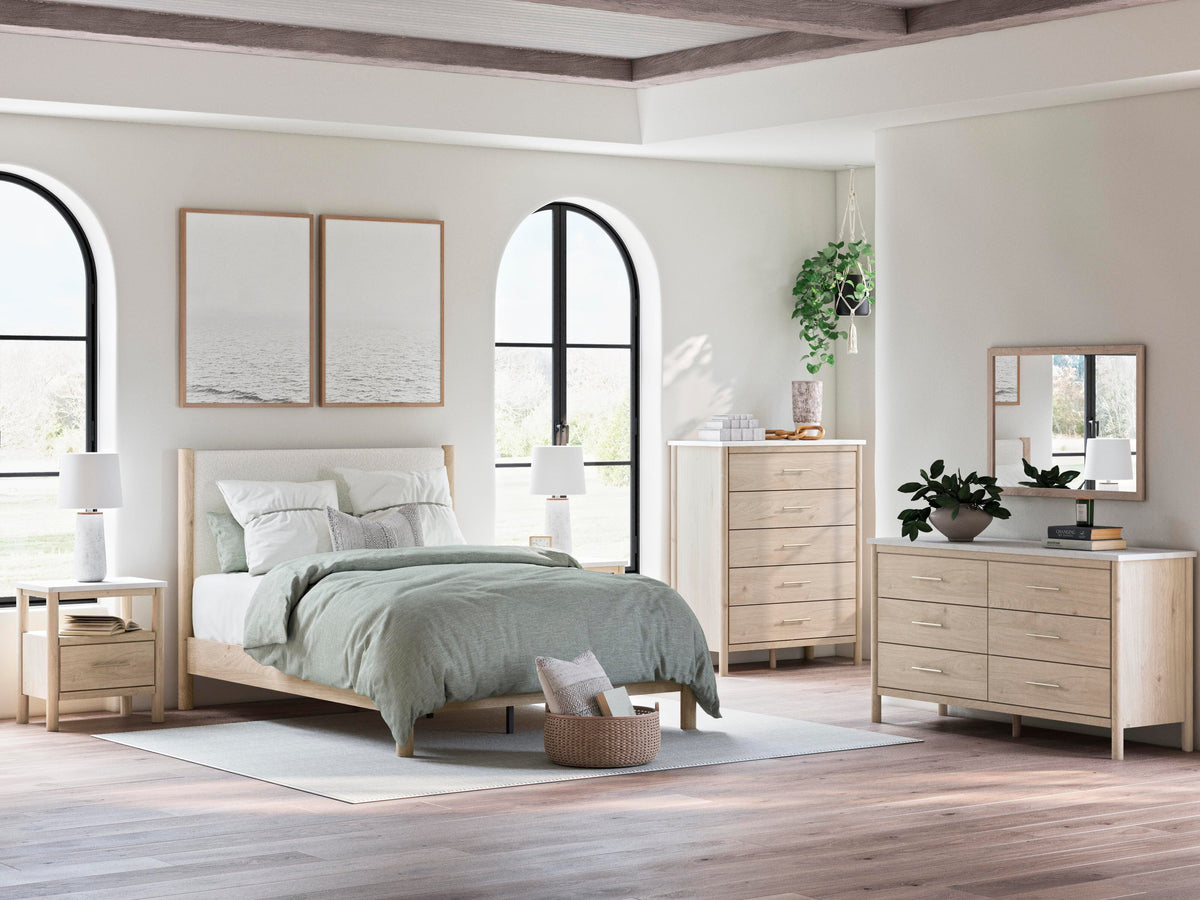 Cadmori Queen Panel Bed, Dresser, Mirror and Nightstand