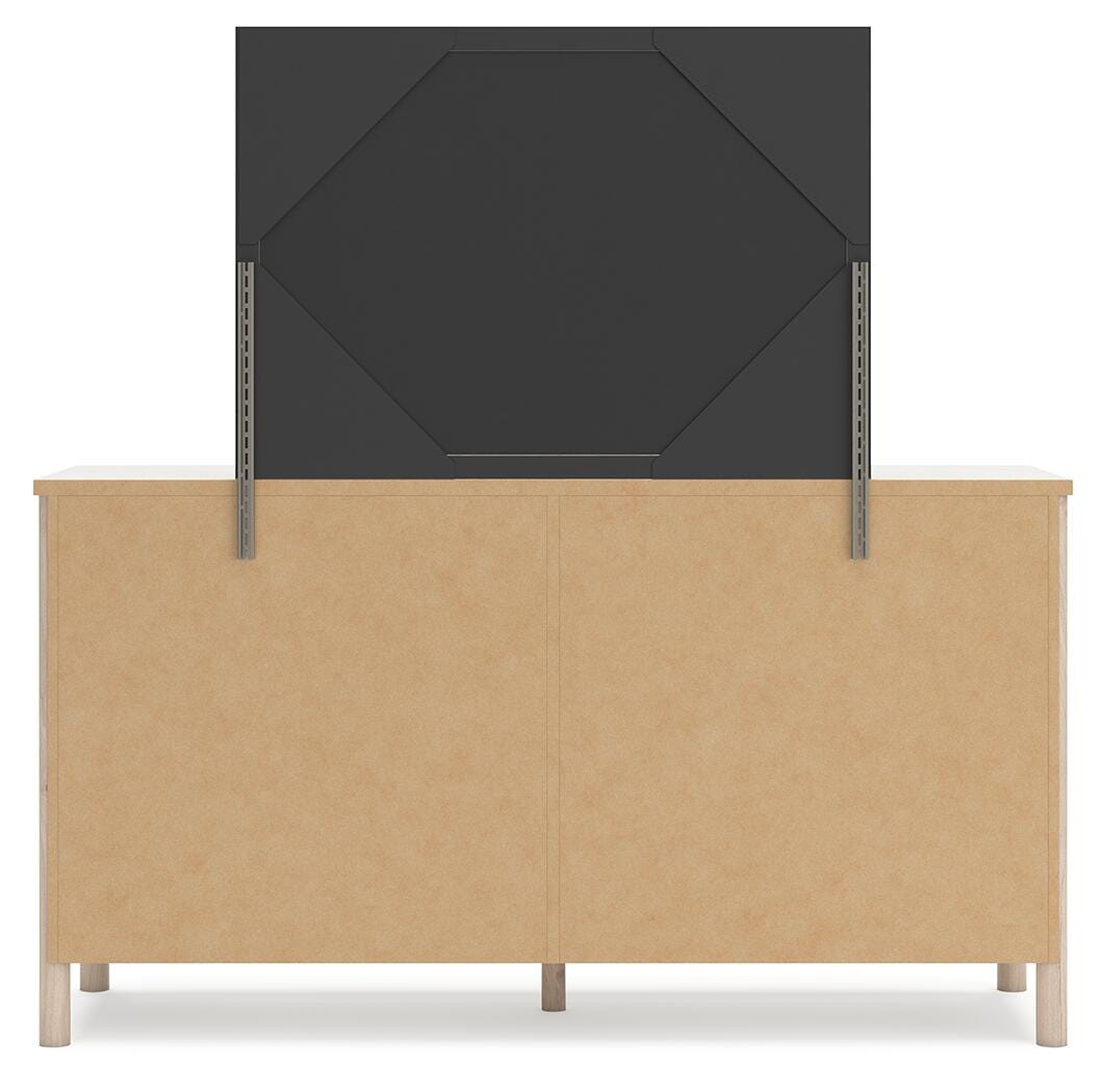 Cadmori Full Upholstered Panel Bed, Dresser and Mirror