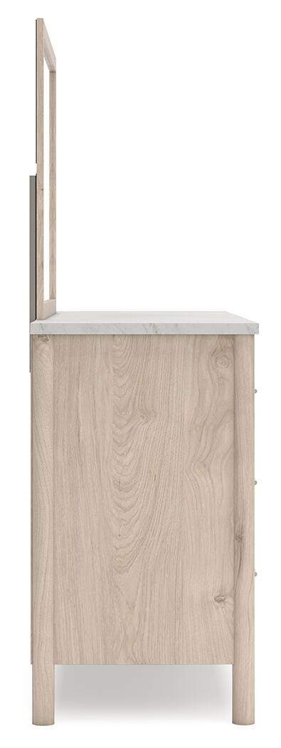 Cadmori Upholstered Panel Bed Set - Queen, Mirrored Dresser