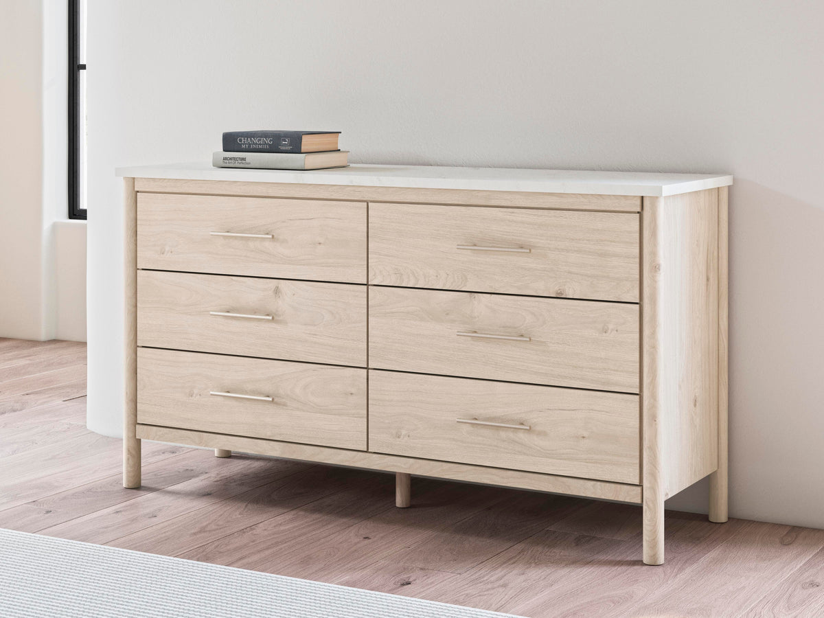 Cadmori Upholstered Panel Bed Set - Queen, Dresser