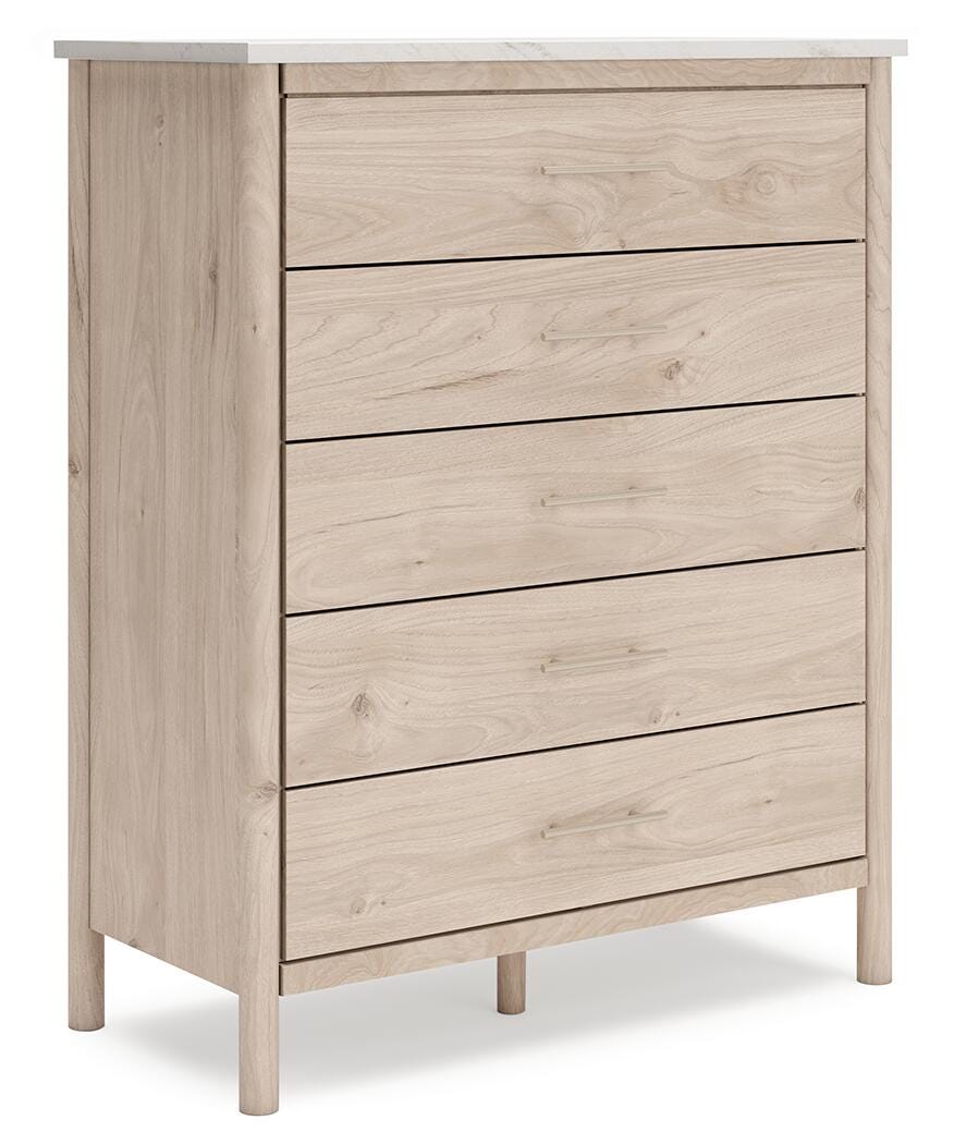 Cadmori Upholstered Panel Bed Set - Queen, Dresser, Mirror, Chest and 2 Nightstands