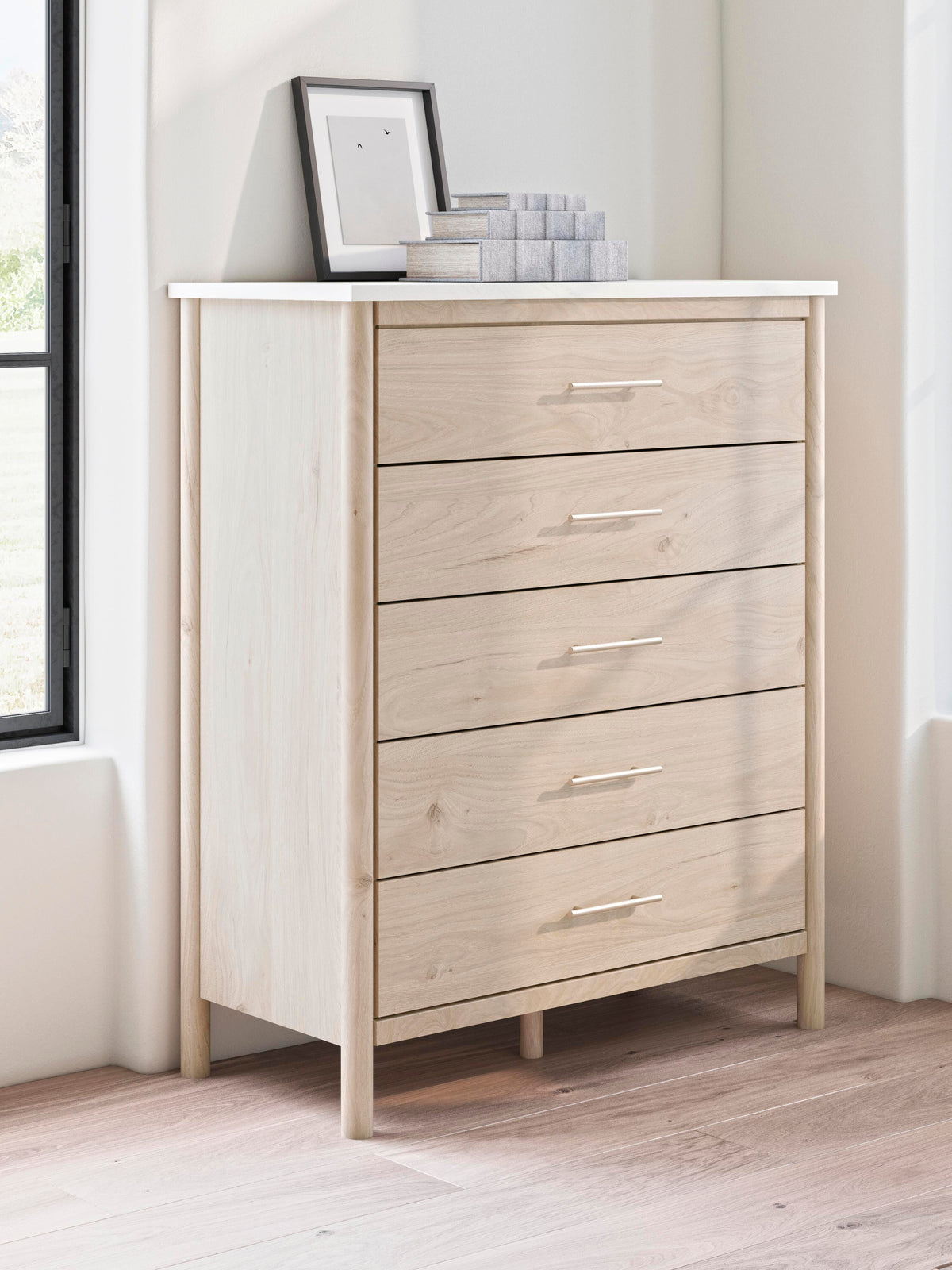 Cadmori Upholstered Panel Bed Set - Queen, Dresser, Mirror, Chest and 2 Nightstands